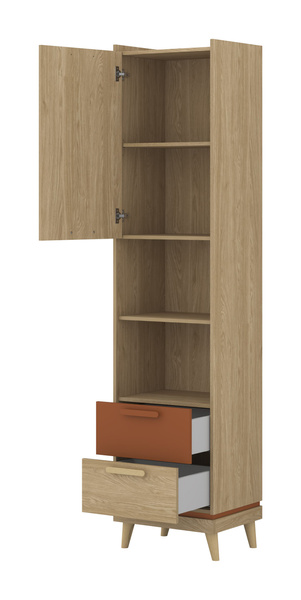 Scandi - Regał 1D2S Dąb Olejowany Ceglany