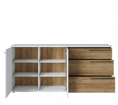 Salinas SAIK02 - Komoda 2D3S Biała/Dąb Catania/Czarna