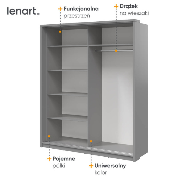 ARTI AR-25 - Szafa Przesuwna 2-drzwiowa Szara