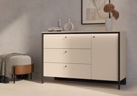 ENNA EN-04 - Komoda 1D3S z Oświetleniem LED Beżowy Mat Czarny Mat