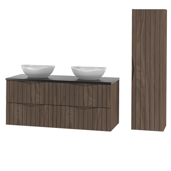 STELLA-02 - Szafka pod Umywalkę z Blatem 4S 120cm Orzech Zestaw-6