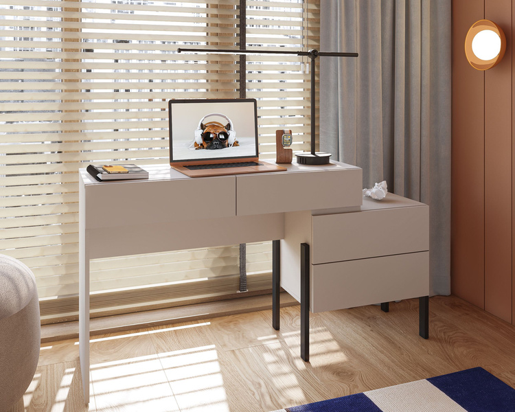 Jukon S - Toaletka Biurko 4S Kaszmir Czarne Metalowe Nogi