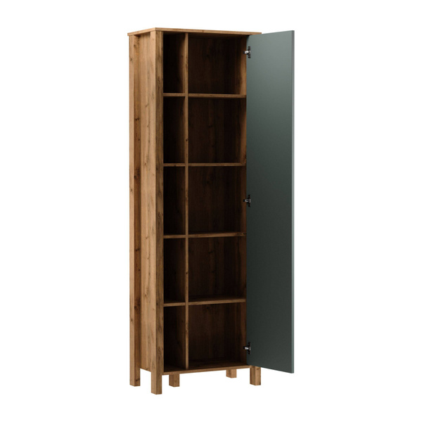 Indygo R1D - Regał 1-drzwiowy Dąb Wotan/Zielony