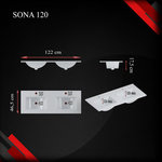 SONA-120 - Umywalka Meblowa Ceramiczna Dwukomorowa 120 cm Biały Połysk