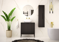 ASPEN-08 - Szafka pod Umywalkę z Blatem 2D 80cm Czarny Mat Zestaw-1 Czarny Stelaż