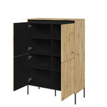 TREND TR-03 - Szafka 4-drzwiowa Z Oświetleniem Dąb Artisan/Czarny