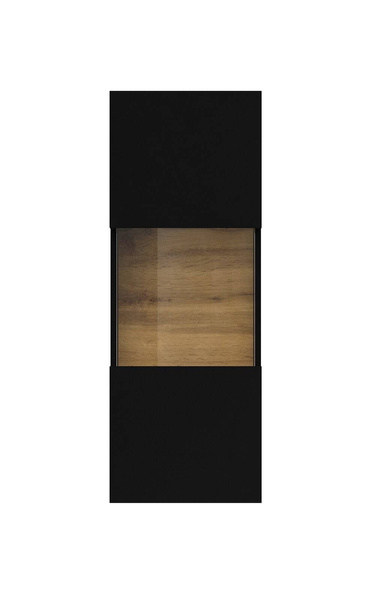 Ava Witryna Wisząca 1-drzwiowa Czarny / Dąb Wotan