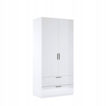 Happy HP-22-WB - Szafa 2-drzwiowa z Szufladami Biały Mat Biały Połysk
