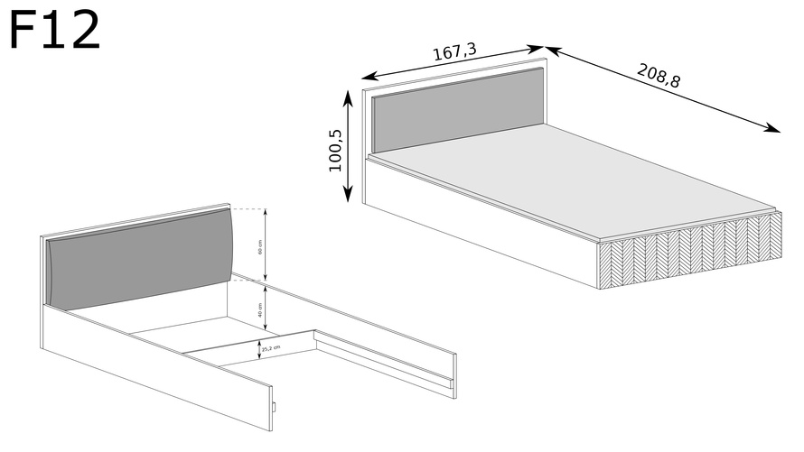 FONTI-12 - Łóżko ze Stelażem 160x200 cm Dąb Karmel