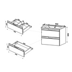 ESPERO-02 - Szafka pod Umywalkę z Blatem i Regałem 4S 140cm Biały Mat Zestaw-7