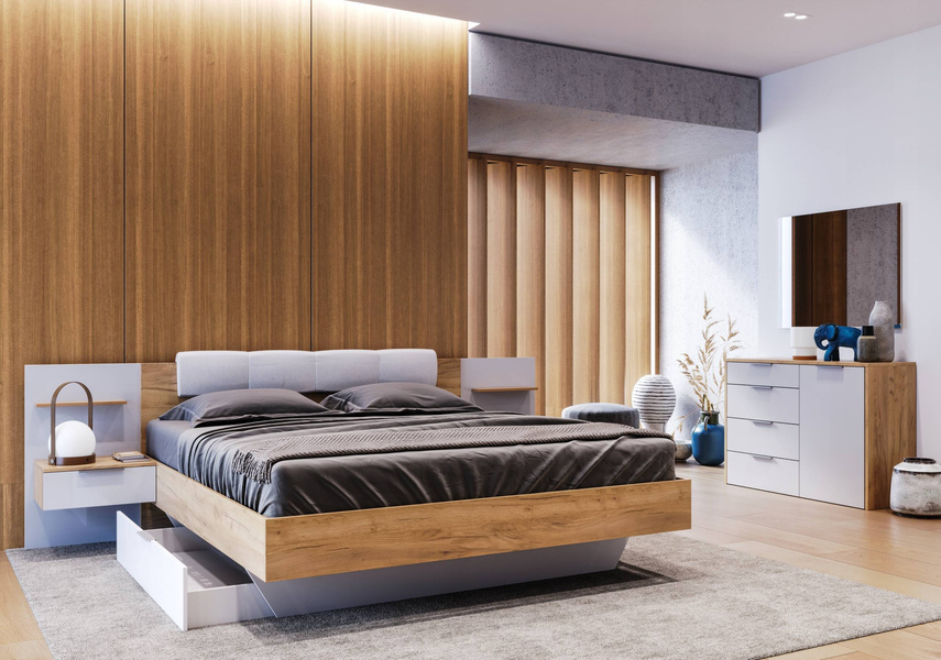 Asti AS-31-WB - Skrzynia Kufer Do Łóżka Tapicerowany Dąb Craft