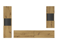 Ava Meblościanka 05+07+40 Dąb Artisan / Czarny