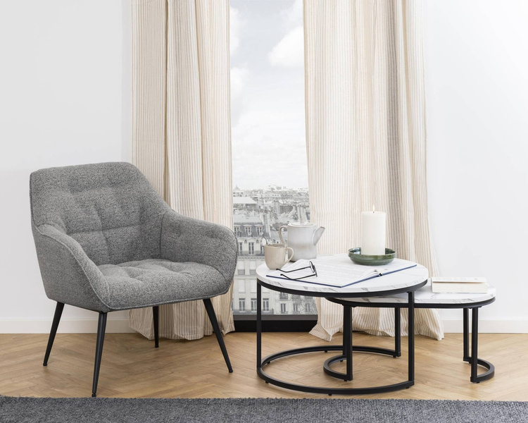 Brooke szary fotel na metalowych nogach