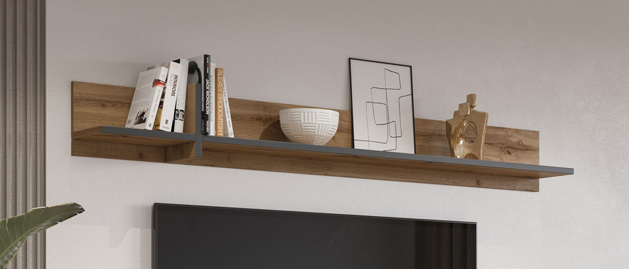 Cross - Półka Wisząca Dąb Wotan Czarny Mat