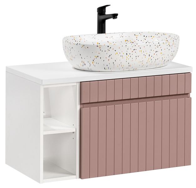 Szafka 80 cm ICONIC ROSE z umywalką LILI MW21 i regałem