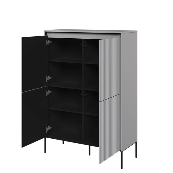 TREND TR-03 - Szafka 4-drzwiowa Z Oświetleniem Szara/Czarna