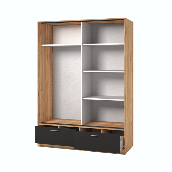 Beta – Szafa 2D2S z Lustrem Dąb Mauvella Czarny mat