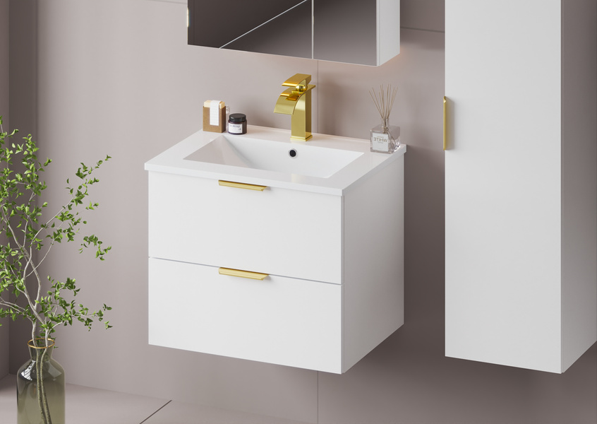 PILE-02 Szafka Pod Umywalkę 2S 60 cm Biały Mat