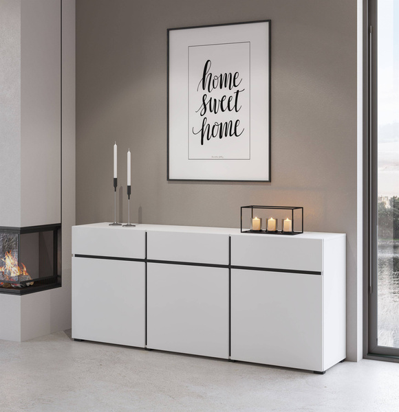 Cross – Komoda 3D3S Biały Czarny Mat