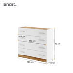 DENTRO DT-04 - Komoda 4S Biała/Dąb Stirling