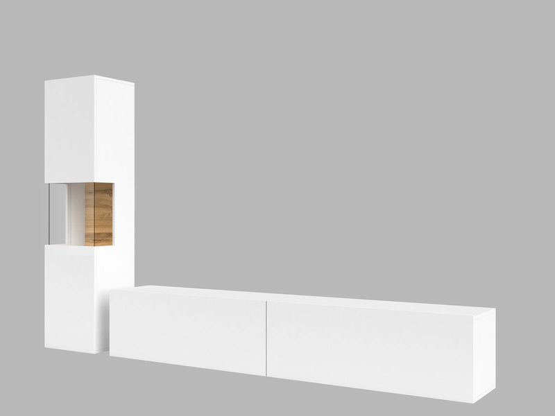 Ava Meblościanka 05+40 Biały Mat/Dąb Wotan