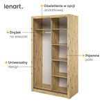 ARTI AR-19 - Szafa Przesuwna 2-drzwiowa 120 cm Dąb Artisan