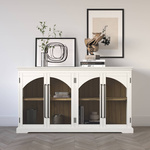Avola AV2293-65 Komoda 165 cm biała drewno akacji przeszklone drzwi