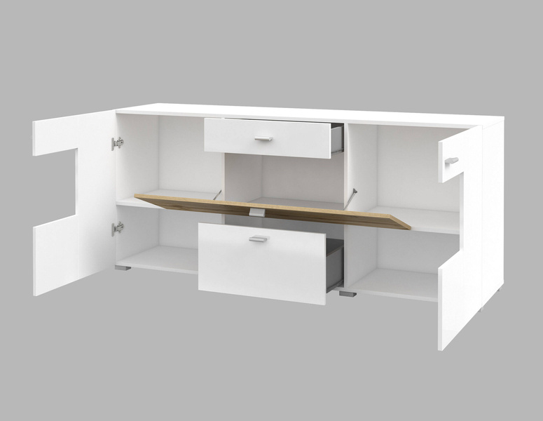 Coby Komoda 2D2S Biały Połysk / Dąb Wotan