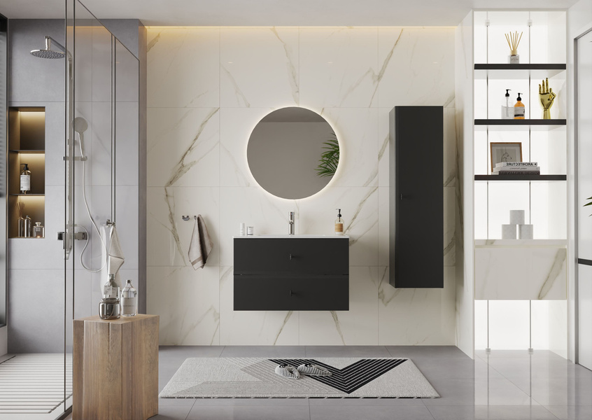 RAY-01 - Szafka pod Umywalkę 2S 80 cm Czarny Mat