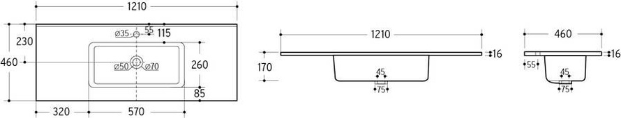 GO120-8095 umywalka meblowa 121 x 46 cm