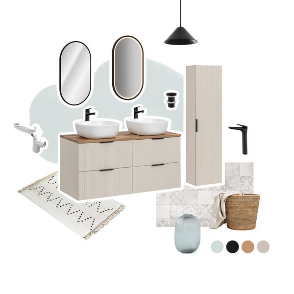 Szafka z blatem oak i umywalką Smile 80 cm Adel Cashmere