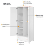 LUNA LN-12 - Szafa Dzielona 2-drzwiowa Biała/Różowa