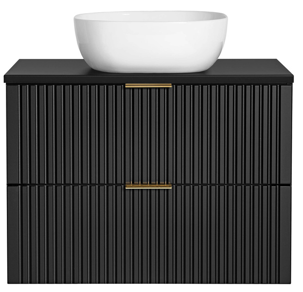 Szafka 80 cm ADEL BLACK z Blatem i Umywalką SMILE