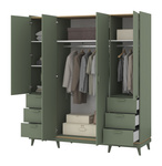 Scandi - Szafa 4D6S Zgaszona Zieleń Dąb Olejowany