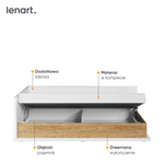 SIMI MS-09L - Łóżko 90 cm Lewe Z Materacem Białe/Hikora Naturalna