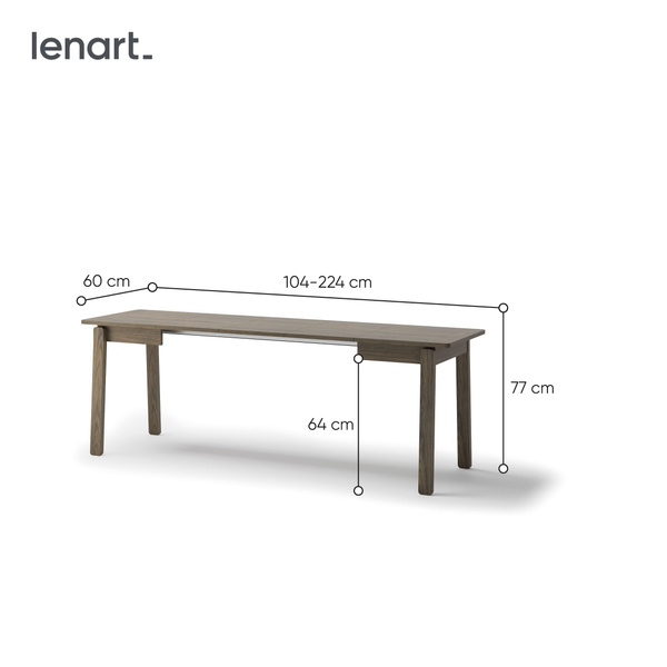 PLOT PT-02 - Stół Rozkładany 104-224 cm Dąb Ciemny