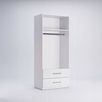 Family FM-22-WB - Szafa 2-drzwiowa z 2 Szufladami Biały Mat Biały Połysk