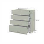 Cross S - Komoda 4 Szuflady Zgaszona Zieleń Czarny