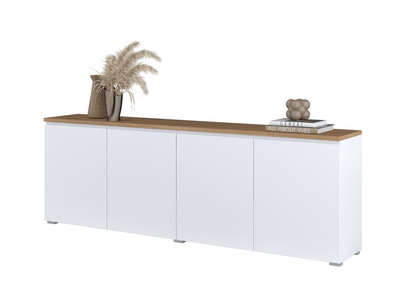 Modo - Komoda 4D Biały Mat Dąb Mauvella