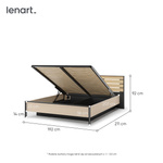 ENNA EN-02(160) - Łóżko 160 cm ze Stelażem i Oświetleniem LED Beżowy Czarny