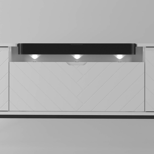 ASPEN-06 - Komoda RTV 3D z Soundbarem JBL i Oświetleniem LED Biały Mat Czarny Stelaż