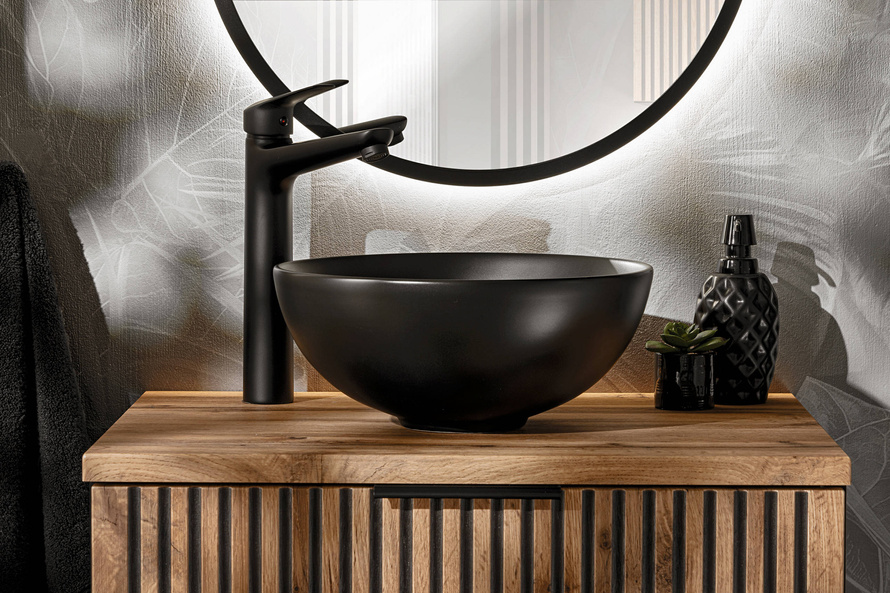 Umywalka nablatowa ceramiczna DOMI-MB Czarny mat 32 cm