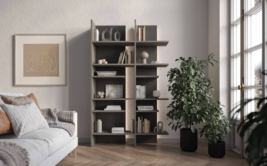 FITT FL-01L - Regał Lewy z Oświetleniem LED Metalic Ciemny/Metalic Jasny