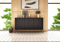 ASPEN-03 - Komoda 3-drzwiowa Czarny Mat Czarny Stelaż