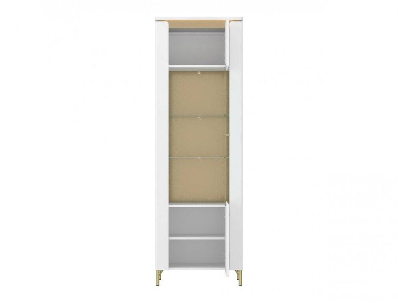 Lazio LAZV01 - Witryna 1-drzwiowa z Oświetleniem LED Biały Alpejski/Biały Połysk/Złoty