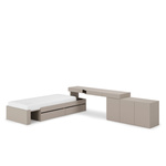 WOOW SET-WOS1P - Zestaw Komoda/ Biurko Prawe i Łóżko Szampański/Dąb Vincenza Bielona/Clay Grey