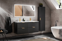 Zestaw 120 cm ADEL BLACK z Podwójna Szafka i umywalką SKY 120 D