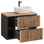 Szafka 80 cm Xilo Black Wotan z umywalką Smile i Regałem