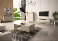 ASPEN-06 - Komoda RTV 3D z Soundbarem JBL i Oświetleniem LED Kaszmir Złoty Stelaż