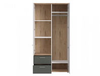 Twenty TWES02 - Szafa 2D2S Dąb Honey Castello/Biała/Szara